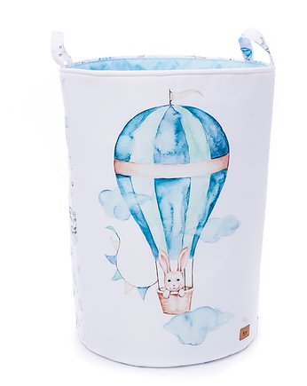 Kosz na zabawki Czas podróży Balon z niebieskim, KOCYKOMANIA