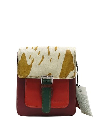 Torebka damska listonoszka kolorowa ze skrawków skórzana eko OLIVKA, Olivka Warsaw