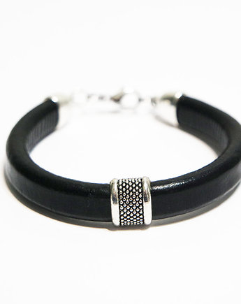 Bransoletka skórzana - Czarna - prosta, unisex, yenoo