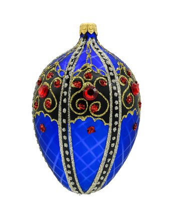 Bombka choinkowa: Ekskluzywne jajo Faberge z czarnym ornamentem: niebieskie, Syn Bombkarza