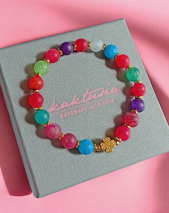 Na szczęście : agat multicolor i czterolistna koniczynka, kaktusia