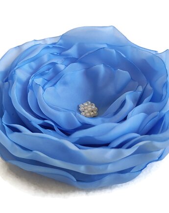 Duża broszka  jasno niebieska 12cm kwiat kwiatek, Made by Joan