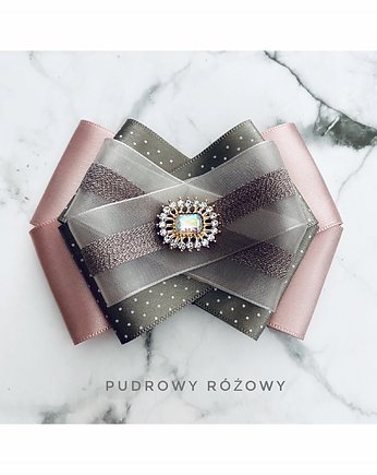 Pudrowa Broszka z aksamitnymi wstążkami, Pudrowy Różowy