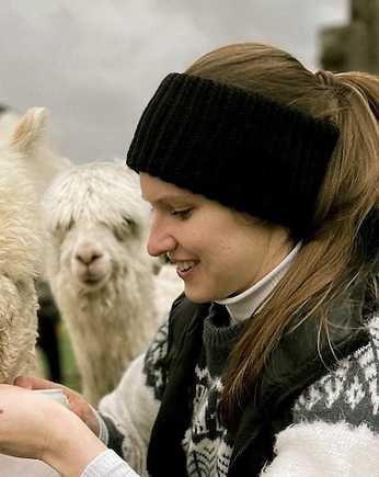 Bardzo ciepła czarna opaska merino na wiatr, Holy Alpaca Knit