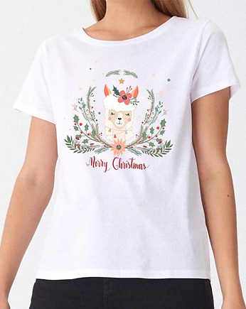 Koszulka  z nadrukiem Christmas Lama, ART ORGANIC