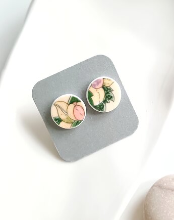 Kolczyki ceramiczne w kolorowe wzory, biżuteria z talerzy