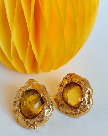 Rzeźbiarskie sztyfty z bursztynem bałtyckim, Agata Blaszkowska Jewelry