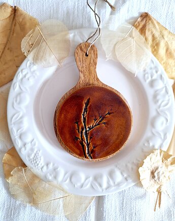Ceramiczna podstawka okrągła zawieszka ścienna, Wooden Love