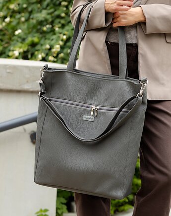 Torba "TOTE BAG" z szarej eko skóry tapicerskiej, Karolina Audycka