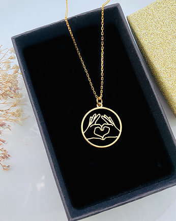 Naszyjnik z sercem, I love you, gest dłoni, miłość, Anemon Atelier