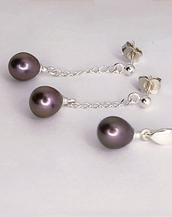 Komplet z unikalnymi perłami bakłażan, Studio Gazela