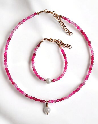 RAZEM TANIEJ! naszyjnik & bransoletka : fuchsia & pearl collection, kaktusia