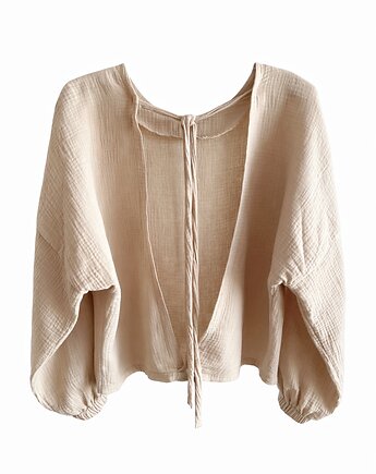 She's Like The Wind / muślinowa bluzka z otwartymi plecami - beż, Bohemian Soul atelier by M.