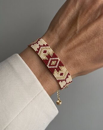 Evil eye - złota bransoletka z koralików Miyuki - ornamental, Mosuki