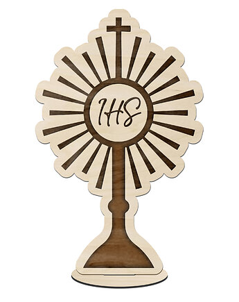 Dekoracja na Komunię Drewniana Kielich ze Sklejki FIGURKA na Stół Pamiątka, smxdsgn