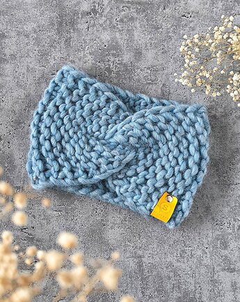 WOOLY błękitna wełniana opaska, sploteka