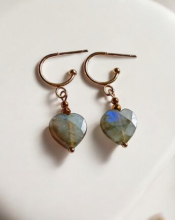 Kolczyki serduszka : LABRADORYT : wyjątkowy prezent, kaktusia