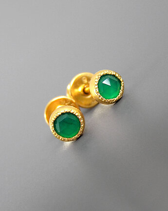 Kolczyki z zielonym agatem, srebro pozłacane, Pastelove Jewelry