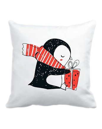 Zimowa poduszka z pingwinem, prezent, OKAZJE - Prezent na Wesele