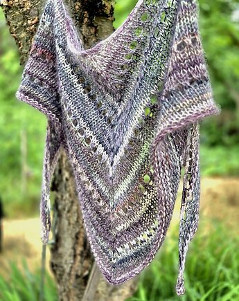 Delikatne wrzosy / chustka z jedwabiem, agat handmade