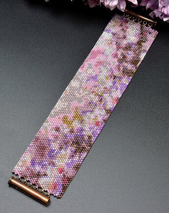 Sakura IX Abstract, szeroka wyplatana bransoleta, beading, Sol