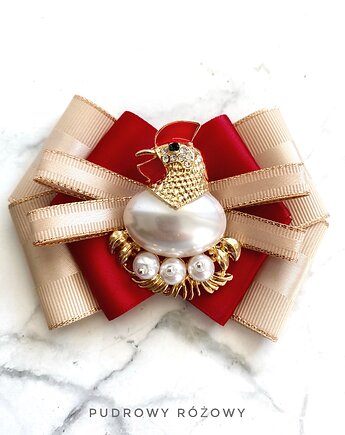 Brosza Wielkanocna z Kurką WIOSNA Kura, Pudrowy Różowy