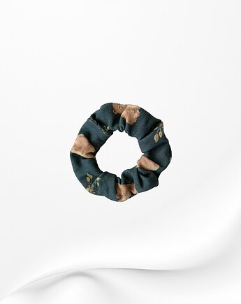Scrunchie gumka frotka wąska niedźwiadki misie grafitowa, Zdunetti