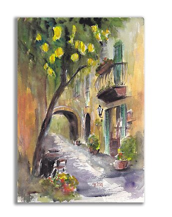 Akwarela ręcznie malowana oryginalna "Włochy", Galeria Alma