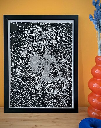 Ręcznie drukowany linoryt "Anatomia Wulkanu" 30x40cm, Grafiki Natsona