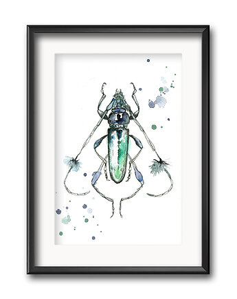 Żuk zielony , 30x21 cm, A4, JUST ILUST Justyna Małczak