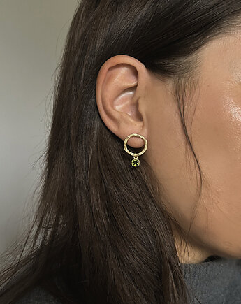 Kolczyki Plates Green - srebro 925 pokryte 24k złotem, Friedman Jewelry