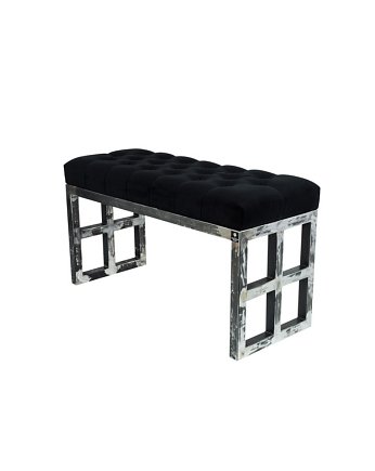 Ławka Metalowa Loft Siedzisko Pikowane Czarny LPM-17, EMRA WOOD DESIGN