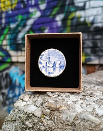 Pierścionek z pejzażem, biżuteria z talerzy