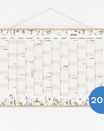 Planer ścienny 2025 święta 42x60cm (A2)+dębowy wieszak, Follygraph