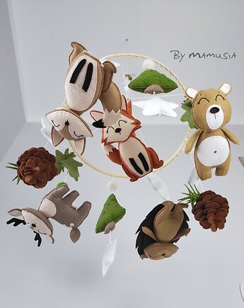 Handmade karuzela leśna , lisek i urocze zwierzątka dla niemowlaka, By Mamusia