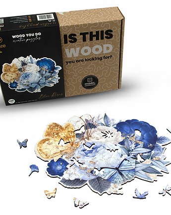 Puzzle drewniane Niebieskie Róże  Blue Roses  140 elementów  L, OKAZJE - Prezent na Roczek