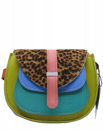 Torebka damska na ramię skórzana pojemna kolorowa ze skrawków eko OLIVKA, Olivka Warsaw