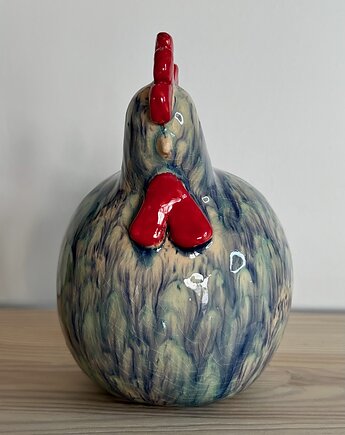 Kura w zielono - niebieskie plamki, PIEGO Ceramika