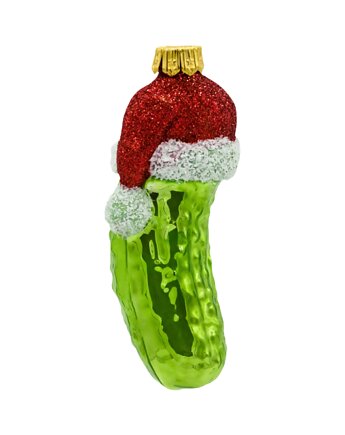 Bombka choinkowa: Ogórek z czapką Świętego Mikołaja, Syn Bombkarza