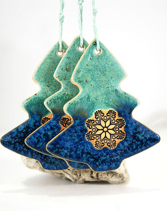 Turkusowe choinki - ceramiczne ozdoby choinkowe, 10FingersArt