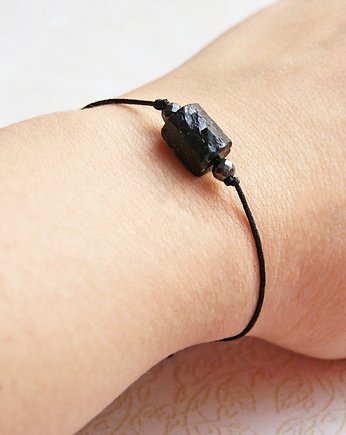 OCHRONNA bransoletka - czarny turmalin. czarny sznurek.