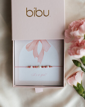 Bransoletka prezent baby shower, dziewczynka, prezent dla przyszłej mamy, Bibu bijoux