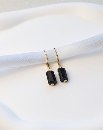 Kolczyki pozłacane - Czarny Turmalin, Bring Biżuteria