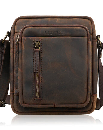 Listonoszka męska skórzana saszetka na ramię brązowa vintage Paolo Peruzzi