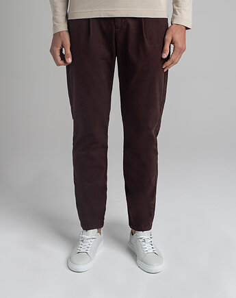 Męskie spodnie casual montieri bordowe comfort fit, BORGIO