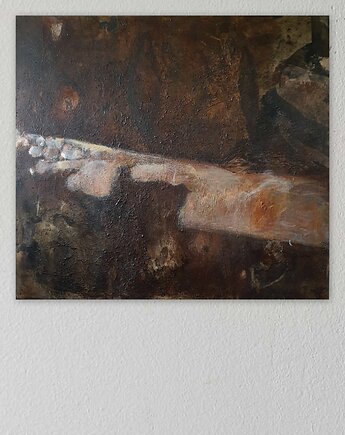 "Day light" 90x100 cm, obraz na płótnie, pigmenty ziemne, akryl, naniby
