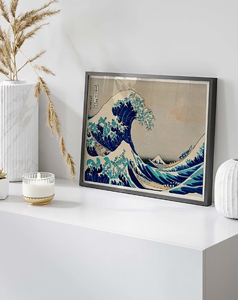Plakat  wystawowy - Hokusai, Wielka fala w Kanagawie, raspberryEM