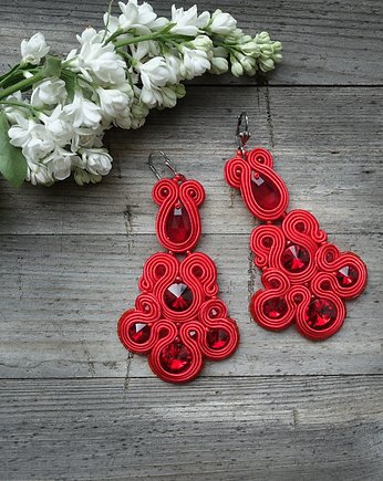 Red Lady- kolczyki soutache, Mró Soutache