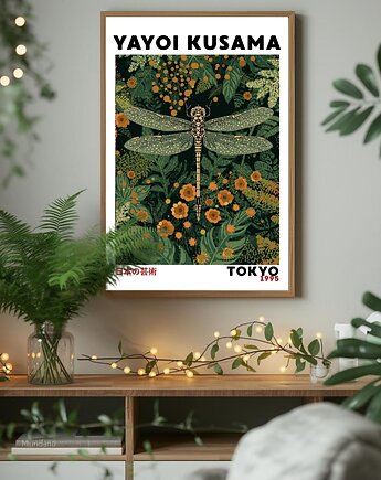 PLAKAT dekoracja ważka grafika leśna sztuka ścienna Kusama, black dot studio