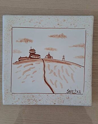 Kafel ręcznie malowany - Śnieżka, Kobaltowa Sroka
